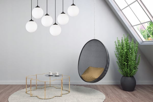 Hængende loftlampe, plafon, kugle, gylden krom, LED