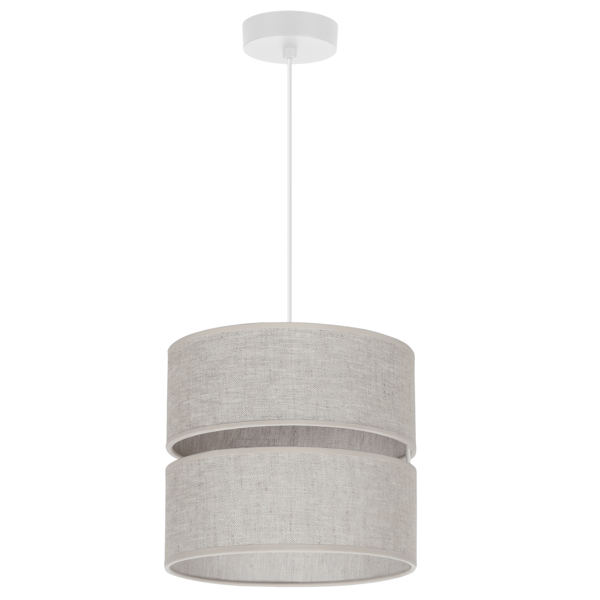 DUO HÆNGELAMPE I HØR, HVID, 1 FLAD LAMPE, BEIGE, LAMPESKÆRM, L01, 20 CM