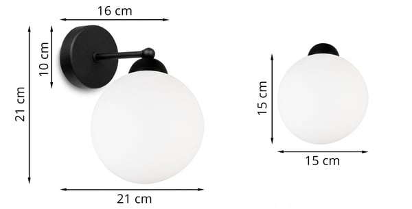 ELEGANT VÆGLAMPE MED LOFTKUGLE HVID LED