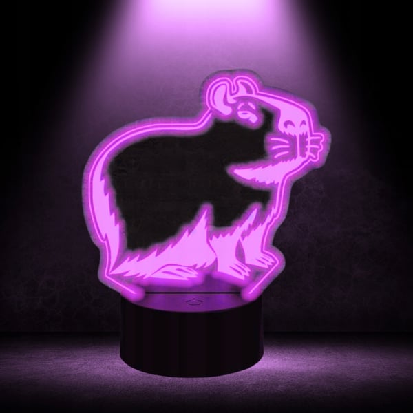 Yöpöytälamppu lapsille Kapibara 16 LED 3D ja kaukosäädin