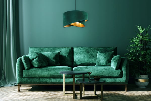 HÆNGENDE LAMPE LOFTSKRONE GYLDEN FLØJLSSKÆRM