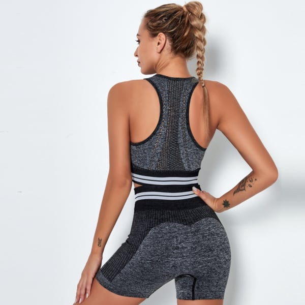 Sportstøj sæt top shorts fitness yoga todelt til fitnesscentret xs XS