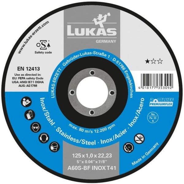 LITTÄHIOMALAIKKA T1A 230*1.9*22 A46T-BF INOX PREMIUMFLEX - T1A 230 18IR