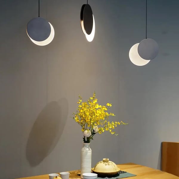Loftlampe lysekrone LED hængende stue soveværelse sort loftsrum ring