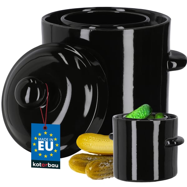Kotarbau® Hermeettinen kivitavaratynnyri kannella kaalin ja kurkun säilömiseen 1,8 l eebenpuuta
