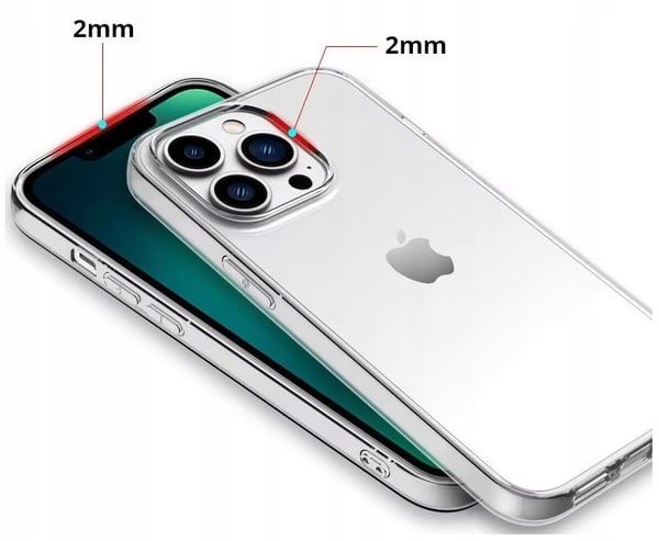 Apple iPhone 16 Pro -suojakuori, paksu hyytelökotelo (2 mm), läpinäkyvä