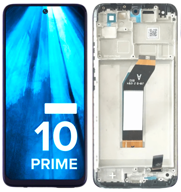 Xiaomi Redmi 10 Prime LCD-skärm och pekskärm regenererad svart ram