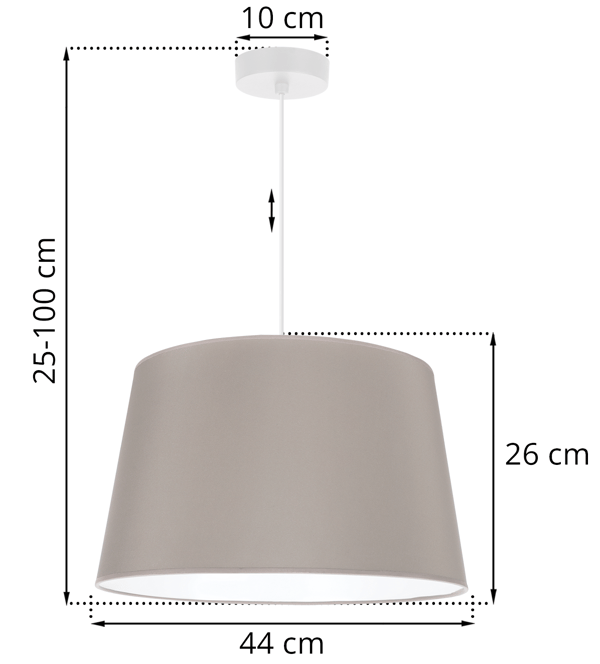GAJA KEGLEHÆNGELAMPE HVID 1 FLAD OLIVEN LAMPESKÆRM 44CM