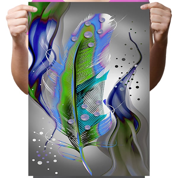 Ob_L_78 diamantmålning 30x40 natur fjäder