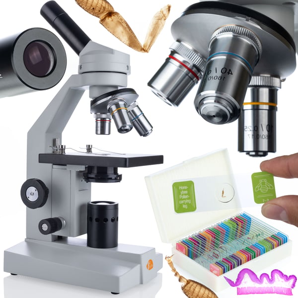 Uran Pro mbup biologisk mikroskop med et sæt forberedelser til observation Uran Pro mbup biologisk mikroskop med et sæt forberedelser til observation