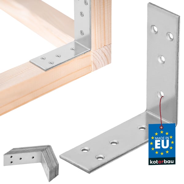 Kotarbau® Kirvesmiehen kulmaliitin ruostumatonta terästä sinkittyä 60 x 60 x 20 mm 12 kpl:n sarja