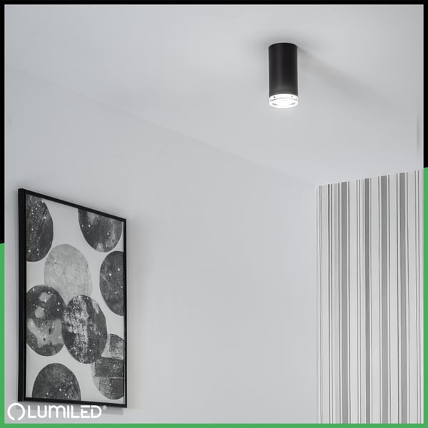 Taklampa spotreflektor LED armatur spot rör GU10 IP44 ADERO svart Lumiled