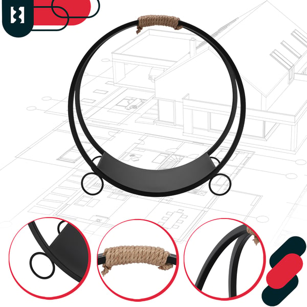 KOTARBAU® Brændekurvsstativ til pejs Stål Metal Brændekurv Dekorativ Loftkurv Hjul Sort 59 x 22,5 x 61 cm