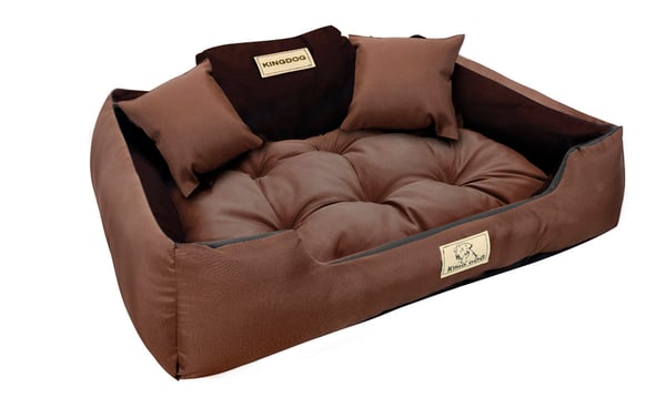 Hundeseng kennel KINGDOG 75x65 cm personaliseret vandtæt brun