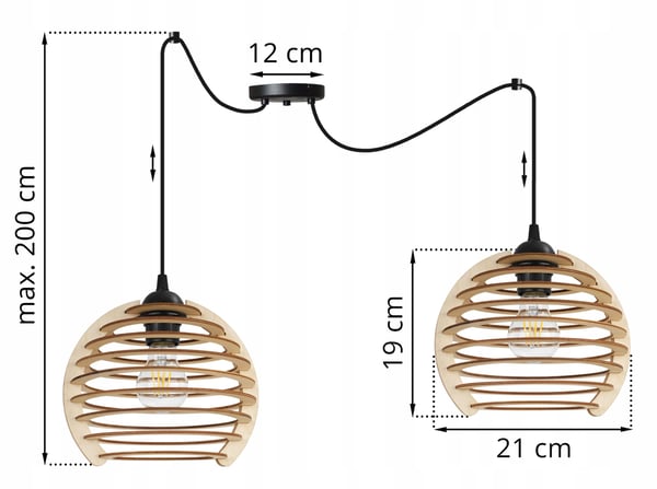 Hængende lampe, loftslysekrone, træ, LED lampeskærm
