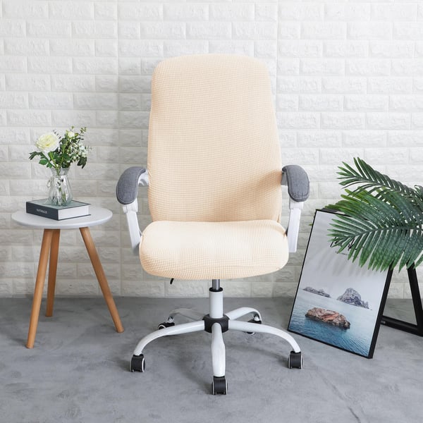 Klädda svängbar kontorsstol crème jacquard