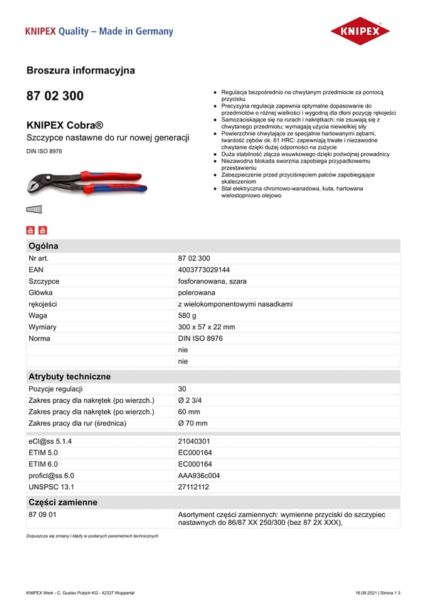 COBRA-PUTKIPIHDIT 300 MM - KN 87 02 300