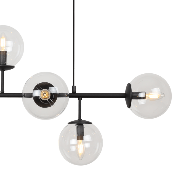 SIENA SORT LOFTLAMPE 6 FLADE LAMPESKÆRME E14 LANGE ARME