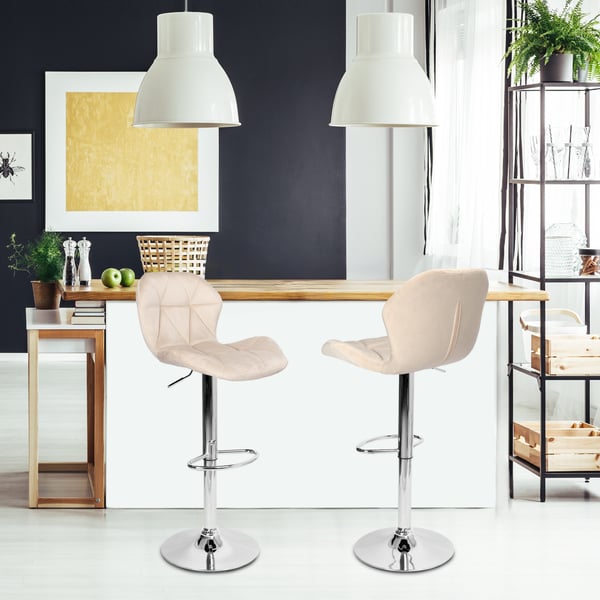 Gordon kromad barstol, beige sammet