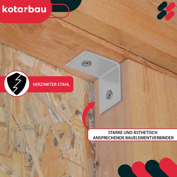 Kotarbau® Kirvesmiehen kulmaliitin ruostumatonta terästä sinkittyä 30 x 30 x 25 mm 50 kpl:n sarja