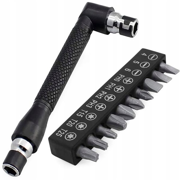 Vinkelskrewmejselindehaver til 1/4" bits og 10 bits Vinkelskrewmejselindehaver til 1/4" bits og 10 bits