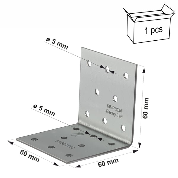 Rei-itetty kulmaliitos ANPS206660 60x60x2.0x60mm