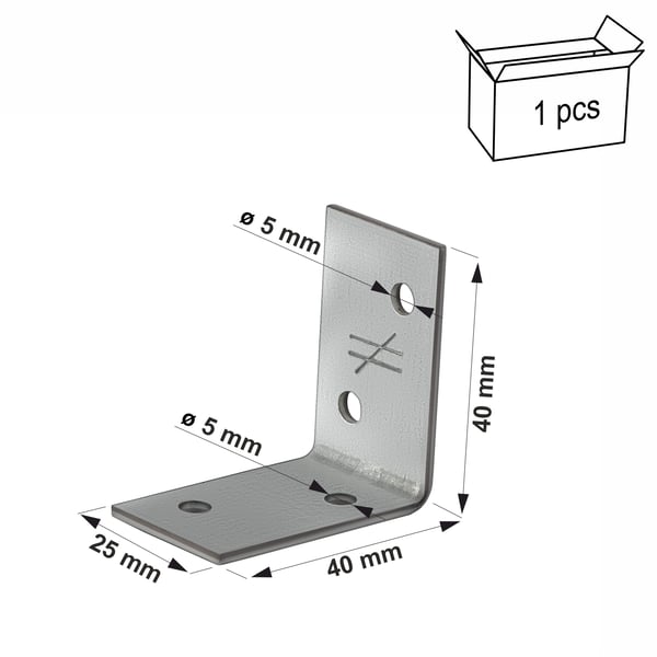 ANPS Reikätetty kulmakontakti 42x42x2,0x25mm