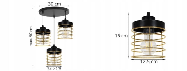 LOFTSLAMPE MED LED-LYKRONE MED GYLDEN TRÅD