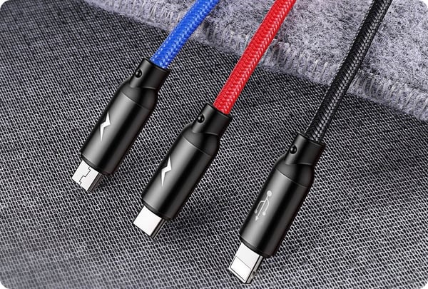3-i-1 USB-kabel - USB-C, Lightning, micro USB 120 cm Baseus CAMLT-BSY01 op til 3,5A