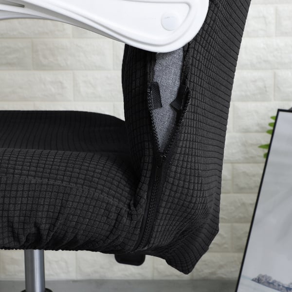 Musta jacquard-työtuolin päällinen pyörivälle toimistolle