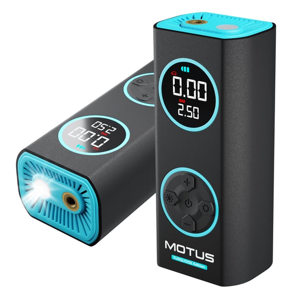 Motus AirPump Pro Turkis Edition 96W 7500 mAh trykkmåler