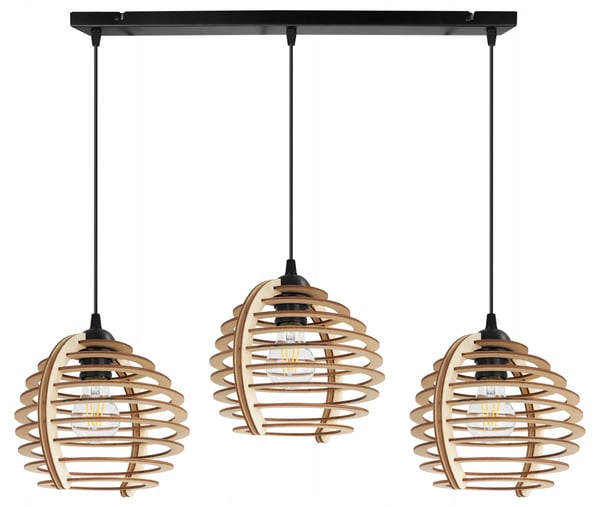 Hængende lampe, loftslysekrone, træ, LED lampeskærm