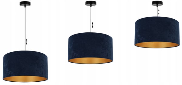 HÆNGENDE LAMPE LOFTSKRONE GYLDEN FLØJLSSKÆRM
