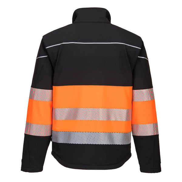 SOFTSHELLJACKA MED HÖG VARSEL PW375BKO STORLEK XXL - KUR 375O XXL