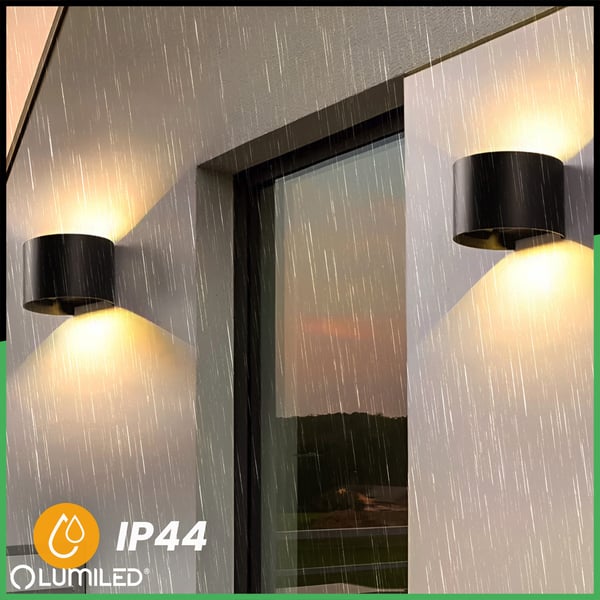 Puutarhaseinävalaisin LED G9 säädettävä pyöreä ylhäältä alhaalta musta PYXIS LUMILED