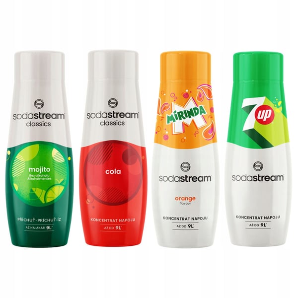 Sodastream Cola + Mirinda + 7Up + Mojito -siirapit limsaautomaattiin 4 kpl.