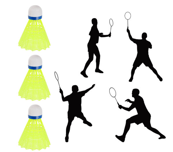Badminton fjerboldsæt, gul, slidstærk, aerodynamisk, nylon