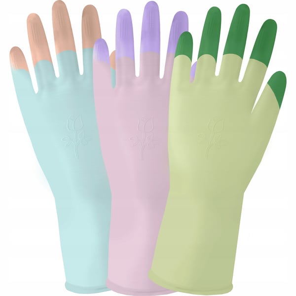 Vergionic gummihandskar 11" flockade arbetshandskar 2 par för hushållsbruk