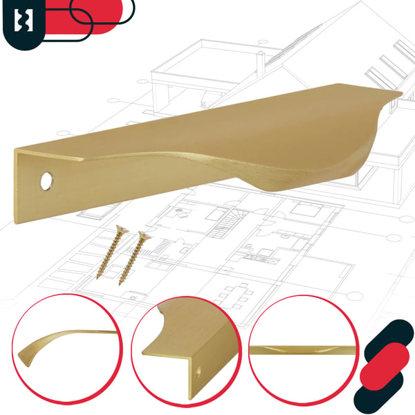 KOTARBAU® møbelhåndtag med moderne kant, aluminium, mat guld, 96/116 mm, 10 stk