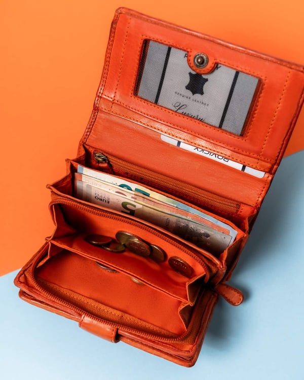 Damplånbok i läder R-N19-ZPT-7293 Orange