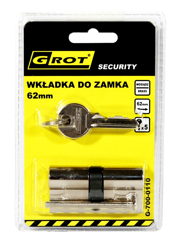 LÅSCYLINDER 31/31MM 62MM NICKEL 5 NYCKLAR - G-700-0110