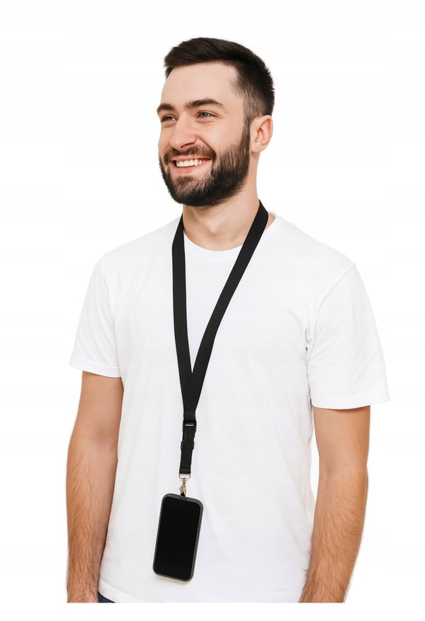 Lanyard svart halsrem 20 mm bredd 52 cm längd för telefon och nycklar
