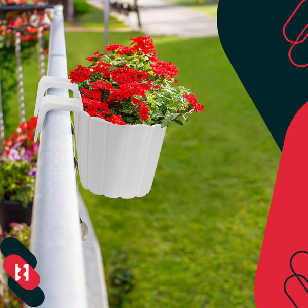 KOTARBAU® Balkonglåda blomkruka för räcke oval rustik vit 400 mm 6-pack