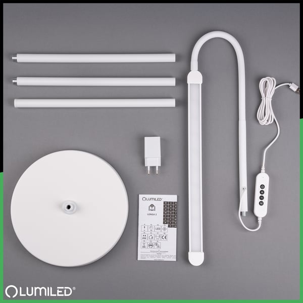 Golvlampa LED 14W CCT dimbar med höjdjustering LONGA 2 vit LUMILED