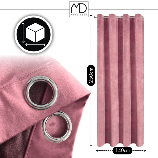 Sammetsgardin med öljetter - rosa