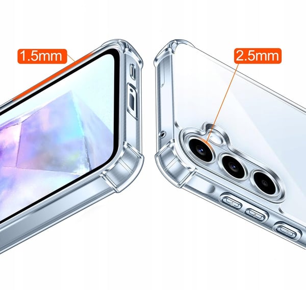 Klart förstärkt stötskyddande skal för Samsung A36 5G/A56 5G och 3x glas
