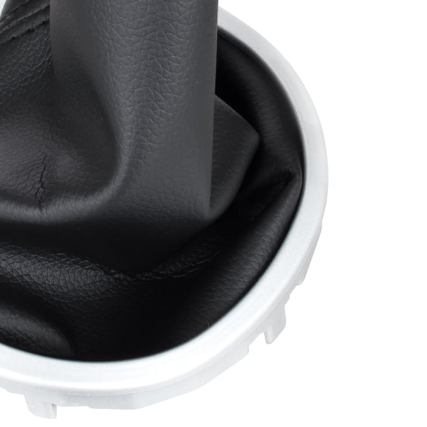Renault Clio III 05-12 gearstang sort øko-læder med sølv og sort gearpose med sølv ramme 6 gear