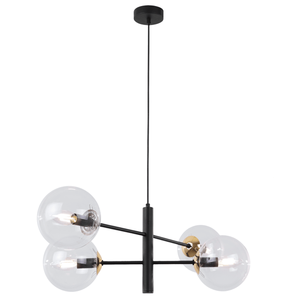 VICENZA SORT OG GULD HÆNGELAMPE 4 FLAD KLAR LAMPE E14