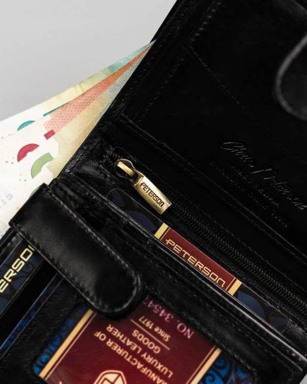 Stor herrplånbok med tryckknapp - Peterson
