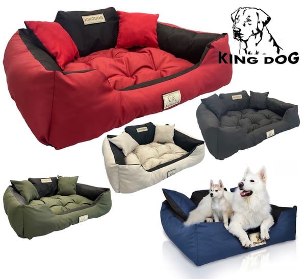Hundeseng kennel KINGDOG 75x65 cm personaliseret vandtæt rød